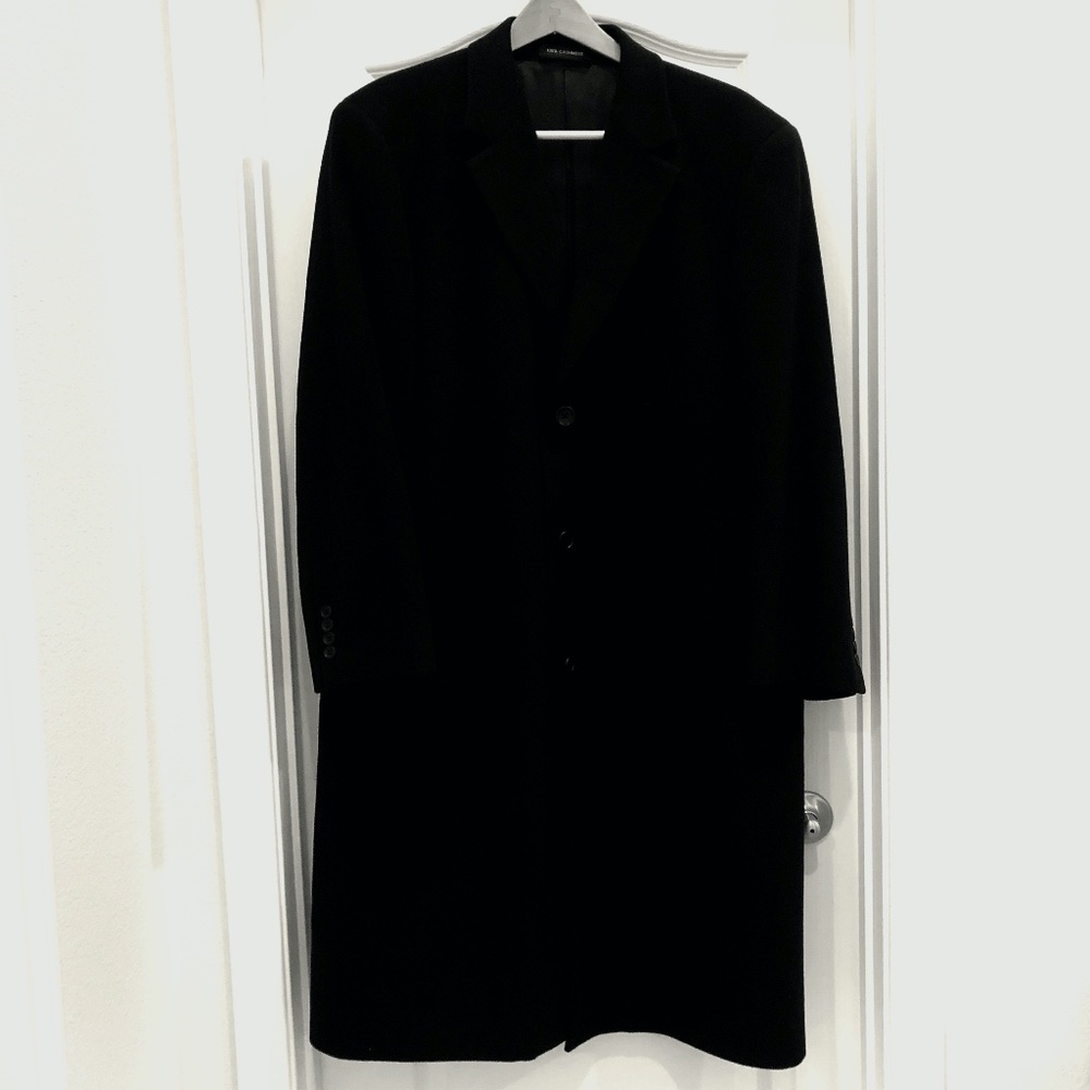 Daniel Cremieux Knee-Length 100% Cashmere Overcoat in Black - Size 46 Regular